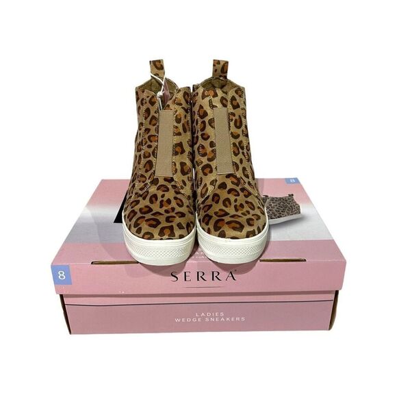 Serra Womens Leopard Wedge Heel High-Top Sneakers Size 8 - Picture 4 of 11